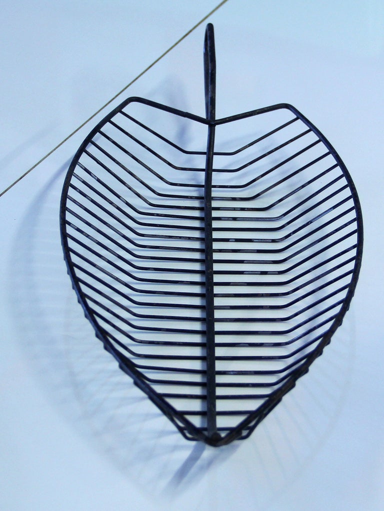 Mid-20th Century Wrought Iron Fruit Leaf Basket from the Structural Modern Line
