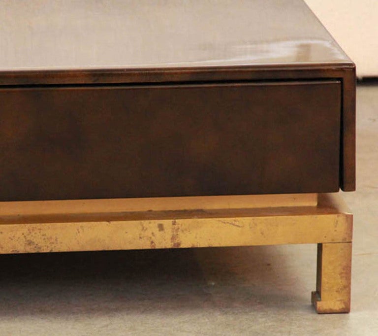 Late 20th Century Maison Jansen Lacquer Coffee Table with drawers by Guy Lefevre