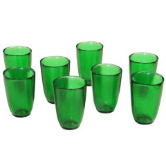 Eight Mid-Century Emerald Green Glasses