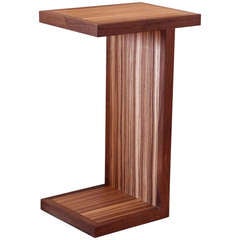 Craftsman Style Exotic Wood Pedestal Side or Lamp Table