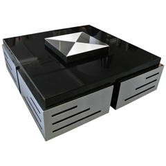 James Callahan Custom Design Lacquered and Brushed Stainless Steel Coffee Table