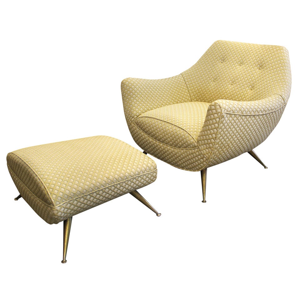 Mid-Century Modern Lounge Chair and Ottoman by Henry P. Glass