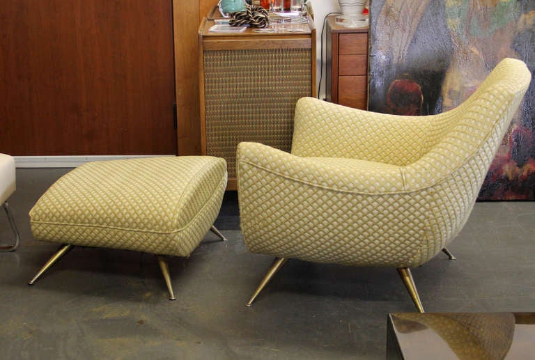 Italian Mid-Century Modern Lounge Chair and Ottoman by Henry P. Glass