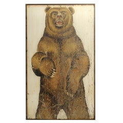 Fantastic Original Carnival Folk Art Painting of a Grizzly Bear