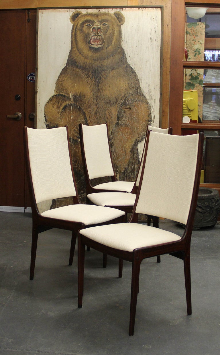 Four Danish Modern Rosewood Highback Dining Chairs