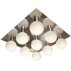 Vintage Lightolier Ceiling Mount Mod Chrome Light Fixture