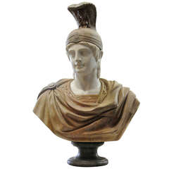 Massive Carved Classical Roman Style Marble Bust of a Centurion