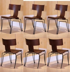 Twelve Donghia Anziano Klismos Style Dining Chairs with Cognac Leather wrap