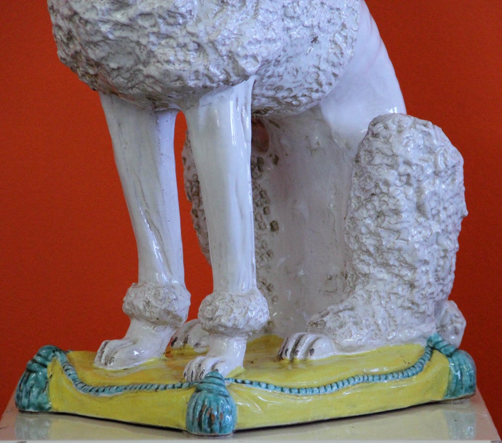 Mid-20th Century Rare Large Italian Pottery Sculpture of a Standard Poodle