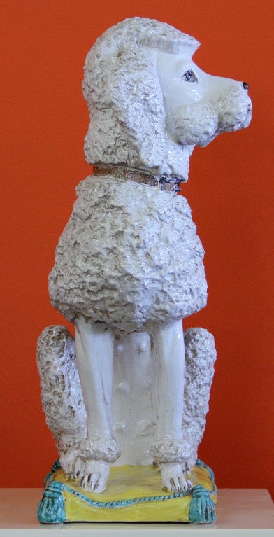 Rare Large Italian Pottery Sculpture of a Standard Poodle 1