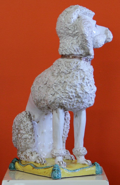 Rare Large Italian Pottery Sculpture of a Standard Poodle 2