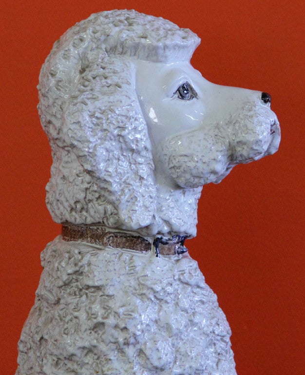 Rare Large Italian Pottery Sculpture of a Standard Poodle 3