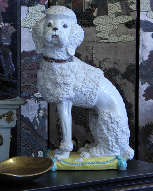Rare Large Italian Pottery Sculpture of a Standard Poodle 4