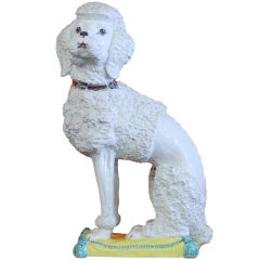Rare Large Italian Pottery Sculpture of a Standard Poodle