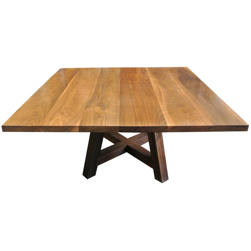 Custom Arts and Crafts Solid Walnut Plank Dining or Conference Table