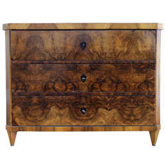 Antique 19th Century Burl Walnut Biedemeir Chest of Drawers