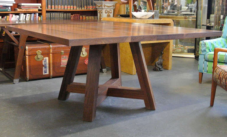 American Craftsman Custom Arts and Crafts Solid Walnut Plank Dining or Conference Table