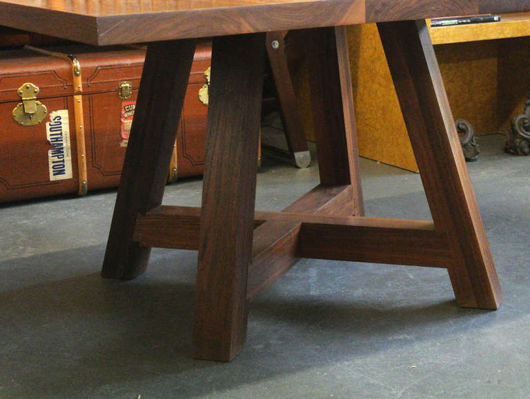 Custom Arts and Crafts Solid Walnut Plank Dining or Conference Table In Excellent Condition In Minneapolis, MN