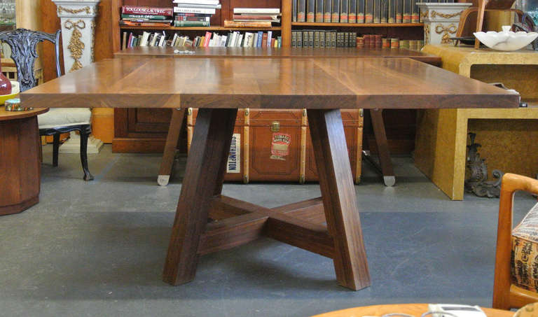 20th Century Custom Arts and Crafts Solid Walnut Plank Dining or Conference Table