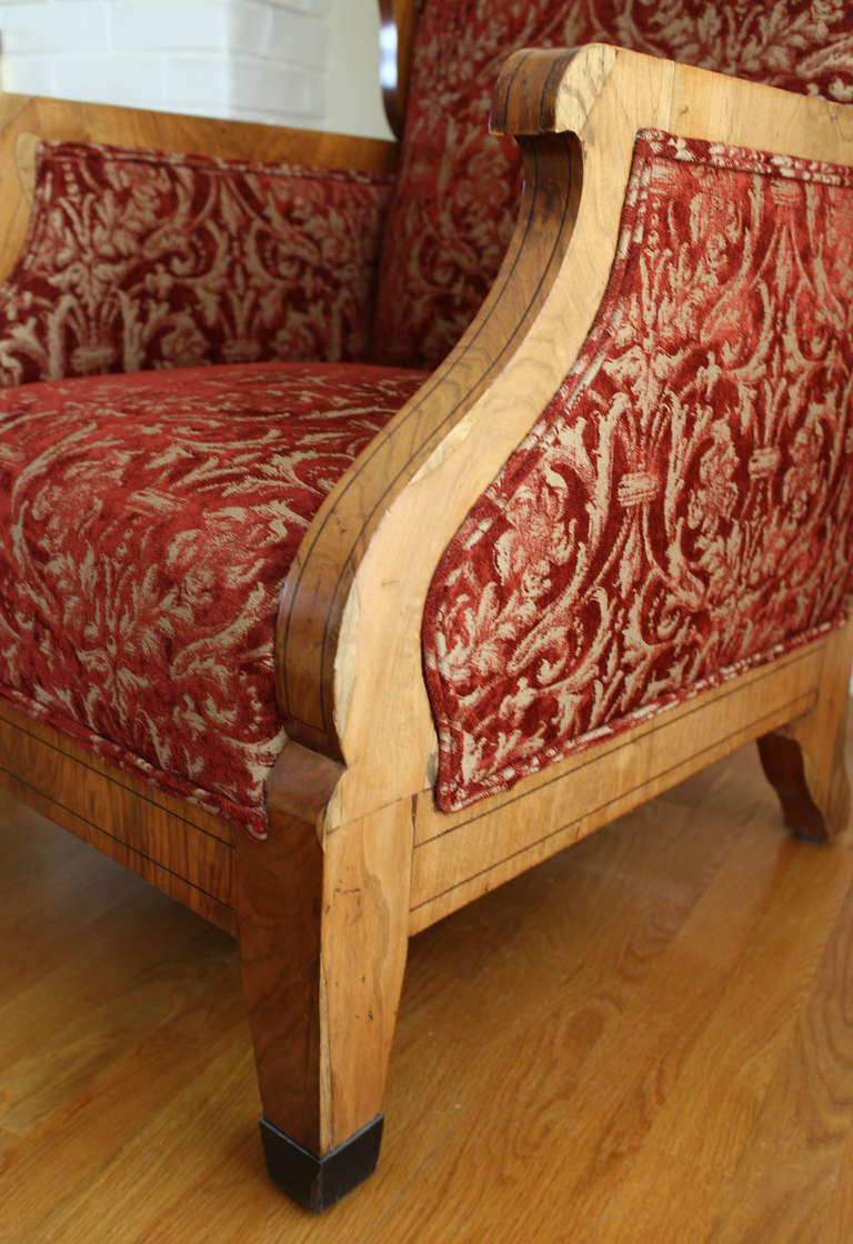 19th Century Pair of Antique Biedermeier Wing Chairs