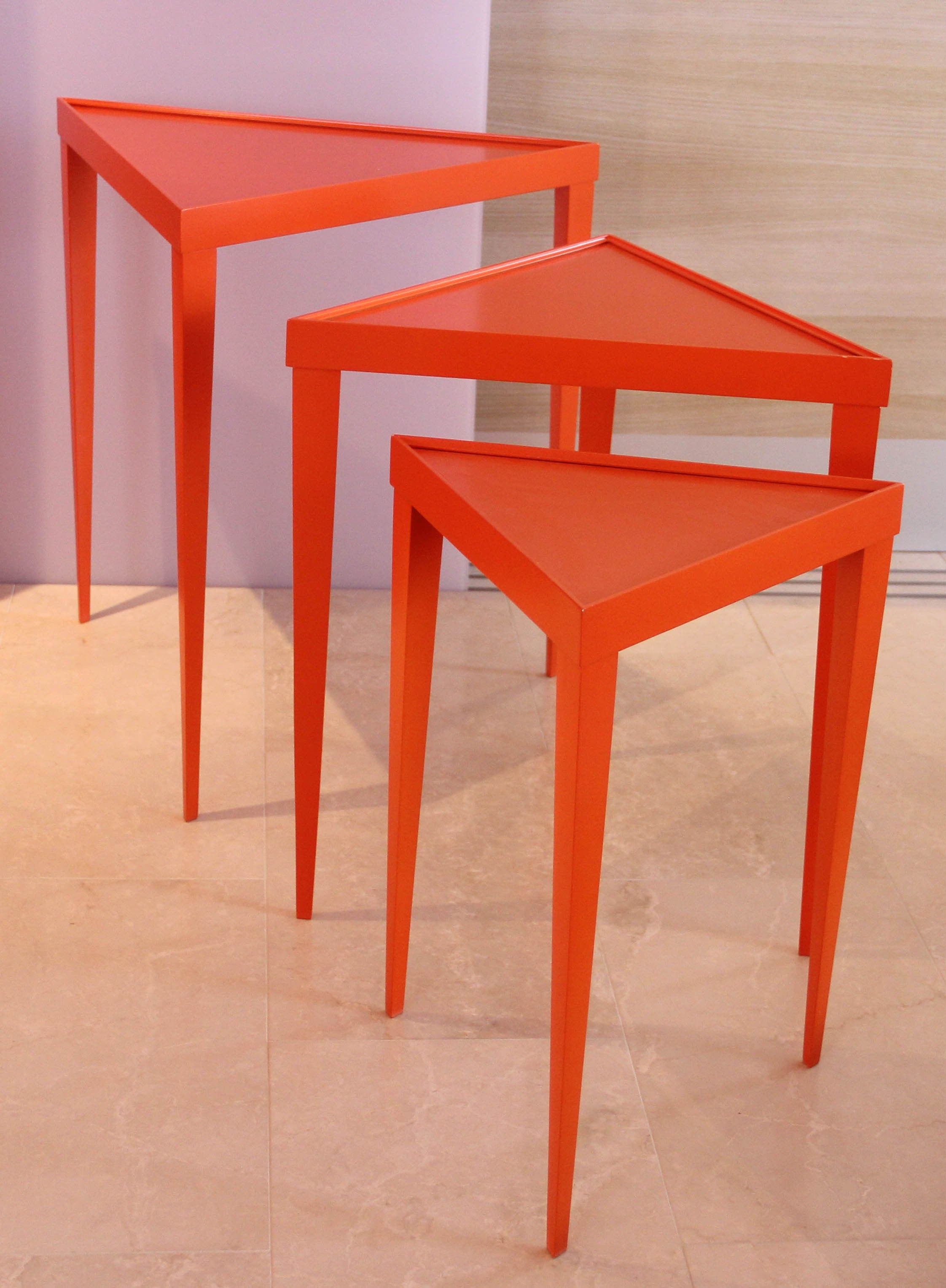 Bright Orange Set Of Three Nesting Tables