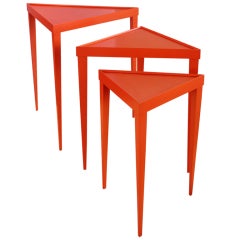 Bright Orange Set Of Three Nesting Tables