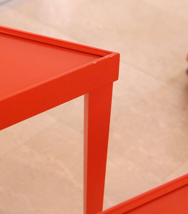 Bright Orange Set Of Three Nesting Tables In Excellent Condition In Minneapolis, MN