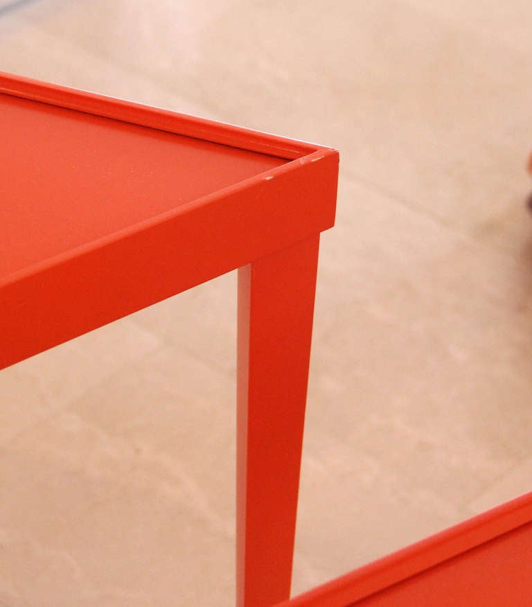 Bright Orange Set Of Three Nesting Tables at 1stDibs