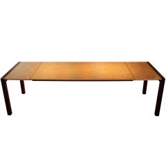 Unique Modernist Exotic Burlwood and Ebony Parsons Dining Table 