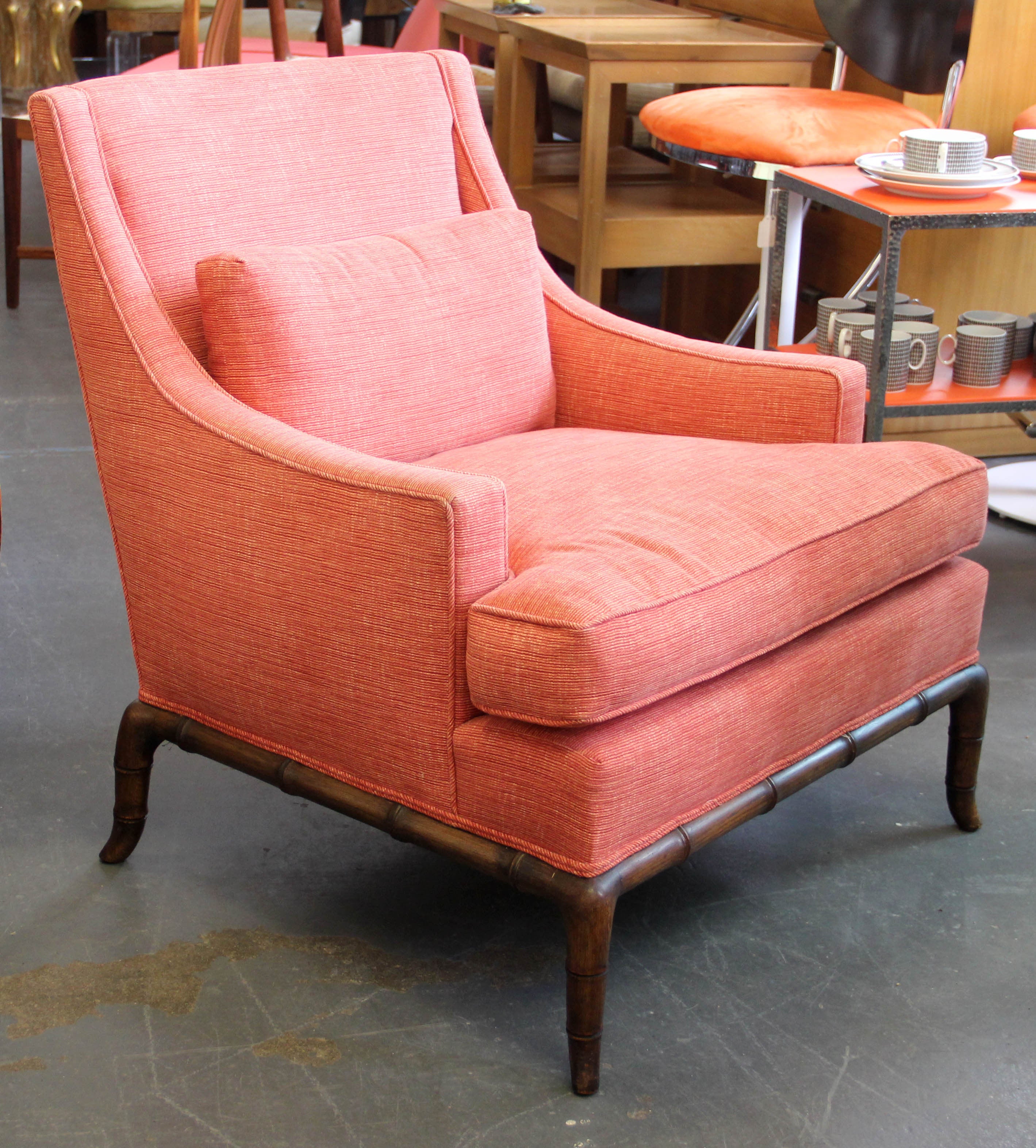 Widdicomb T. H. Robsjohn-Gibbings Style Faux Bamboo Lounge Chair