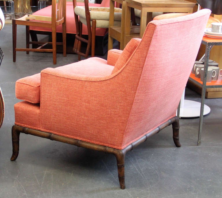 Widdicomb T. H. Robsjohn-Gibbings Style Faux Bamboo Lounge Chair In Excellent Condition In Minneapolis, MN