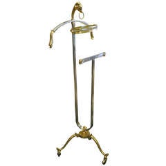 Maison Jansen Campaign Style Brass and Steel Clothes Valet