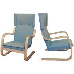 Pair of Vintage Alvar Aalto Wingback Lounge Chairs Model #36/401