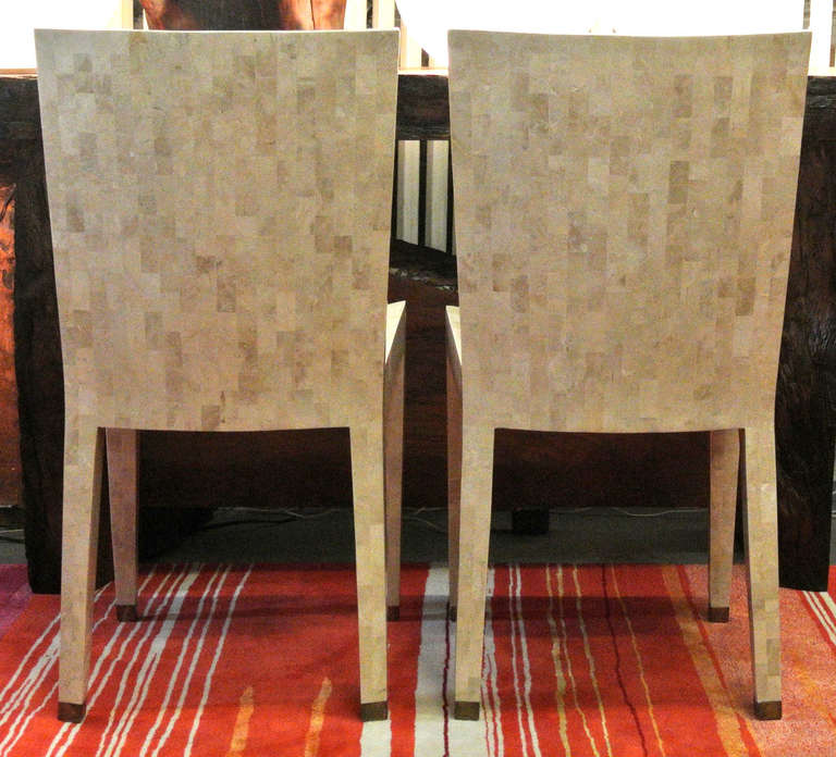 American Rare and Unique set of Six Karl Springer Fossilized Coral JMF Dining Chairs For Sale