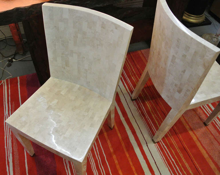 Rare and Unique set of Six Karl Springer Fossilized Coral JMF Dining Chairs For Sale 2