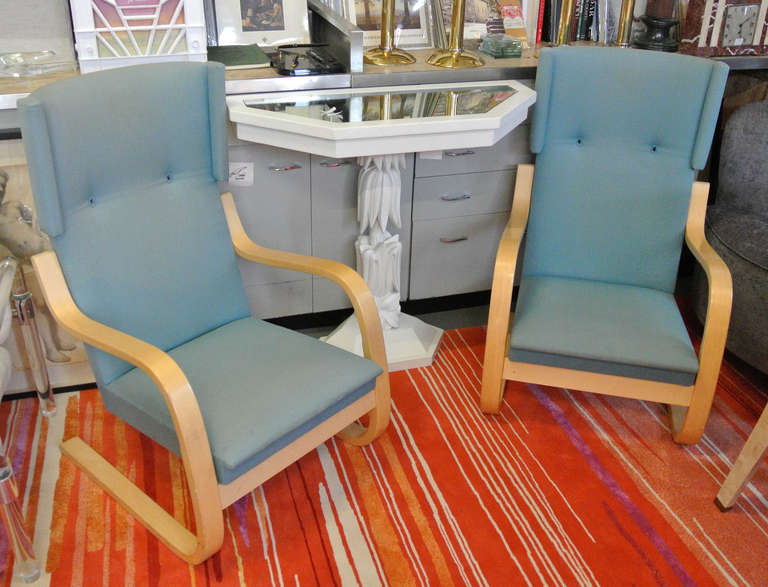 Mid-Century Modern Pair of Vintage Alvar Aalto Wingback Lounge Chairs Model #36/401
