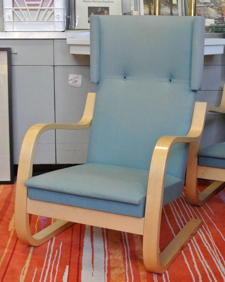 Pair of Vintage Alvar Aalto Wingback Lounge Chairs Model #36/401 3