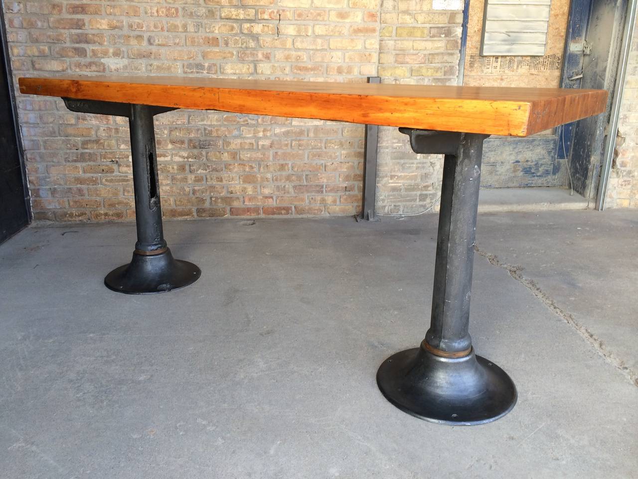 American Vintage Industrial  Bar Height Work Table For Sale