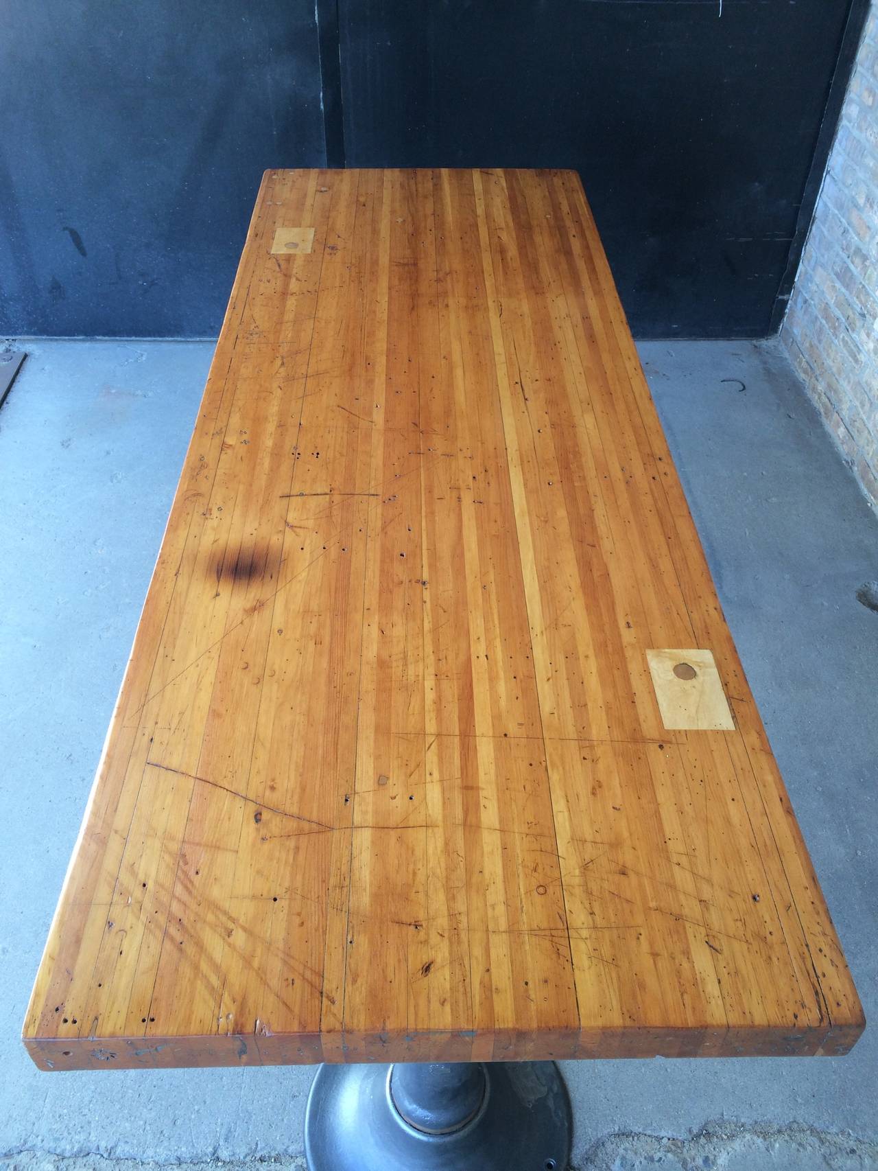Vintage Industrial  Bar Height Work Table In Distressed Condition For Sale In Minneapolis, MN