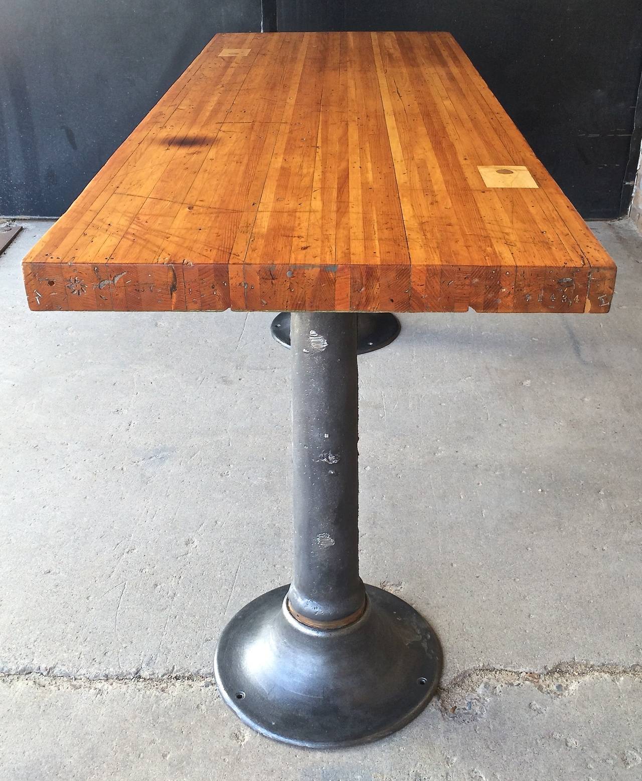 20th Century Vintage Industrial  Bar Height Work Table For Sale