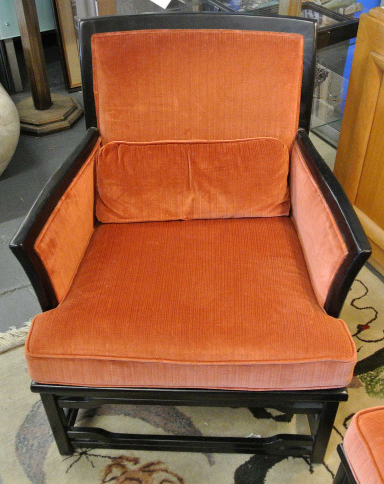 Pair of Dunbar Style Asian Ebonized Armchairs 3