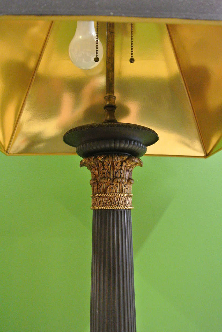 Large Neoclassical Empire Style Bronze and Marble Table Lamp For Sale 2