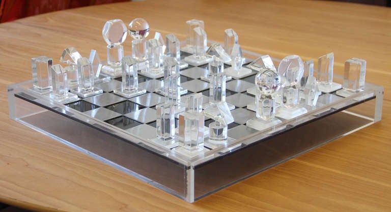 1970's Modernist Lucite Chess Set 1