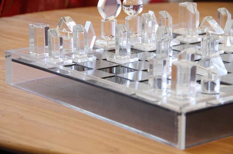 Late 20th Century 1970's Modernist Lucite Chess Set