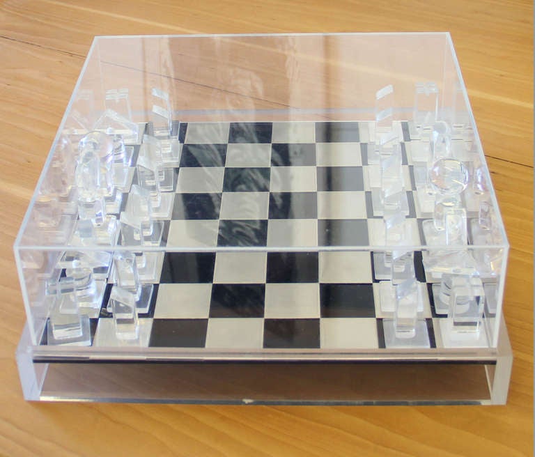 American 1970's Modernist Lucite Chess Set