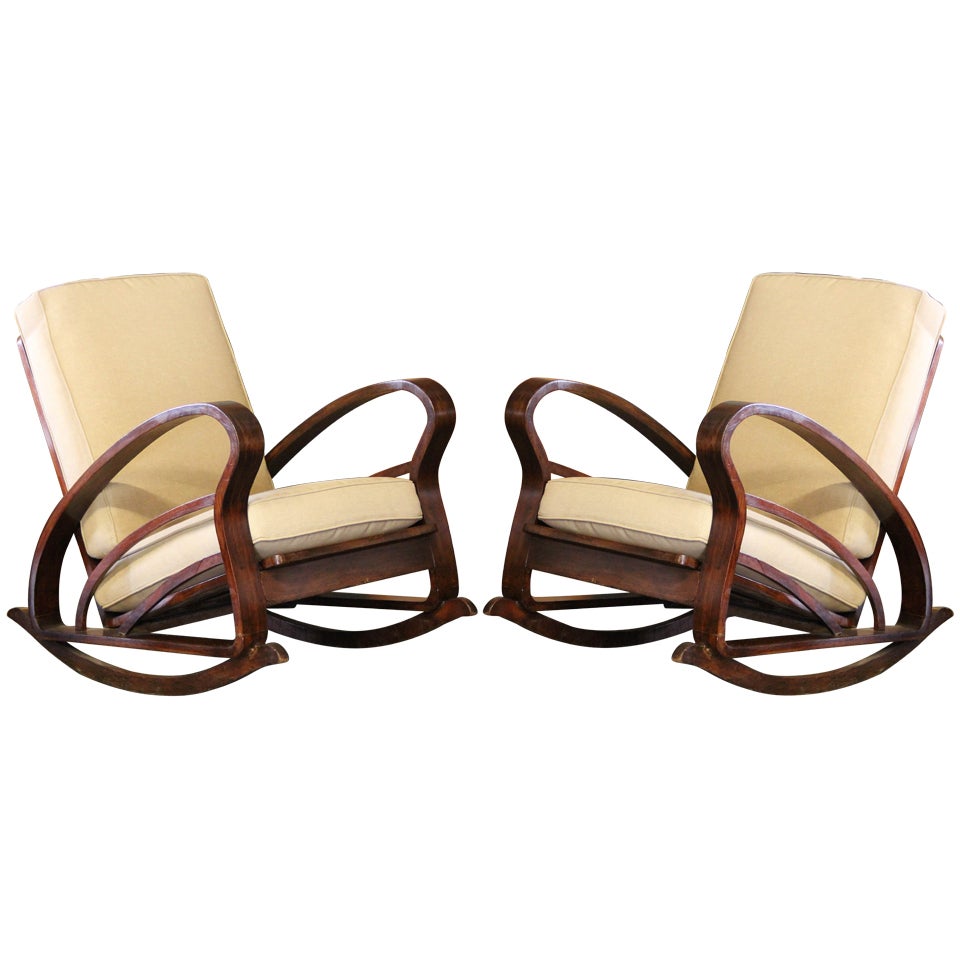 Pair of French Art Deco Style Bentwood Rocking Chairs