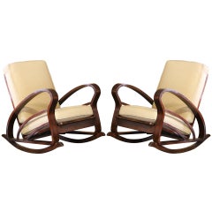 Pair of French Art Deco Style Bentwood Rocking Chairs