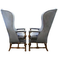 Pair of Antique Hispano-Flemish Baroque Style Wing Chairs
