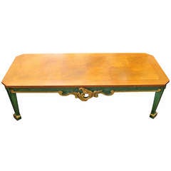 Baker Hollywood Regency Coffee Table with Parquetry Top
