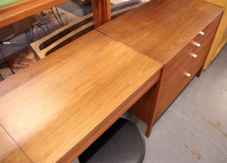 Pair of Florence Knoll Chests with Vanity and Saarinen Stool 1